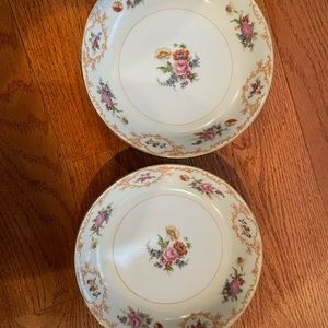 🥣 Noritake Ramona Coupe Soup Bowls – Set of 2 – Floral Gold Trim – Japan
